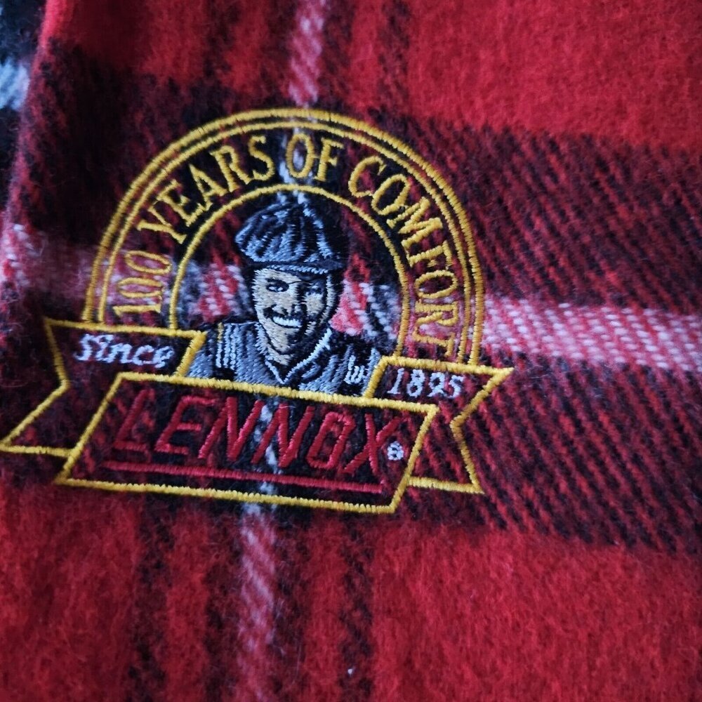 VTG Faribo Faribault Blanket Woolen Mills Co Red Plaid Throw 100YEARS OF LENNOX